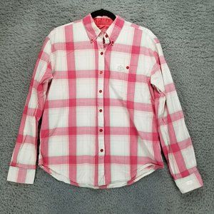 Wrangler Shirt Womens Medium 20X Pink Plaid Long Sleeve Button Up Classic Fit